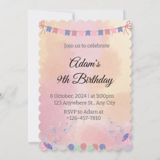 Watercolor Birthday Invitation – Kids Party card