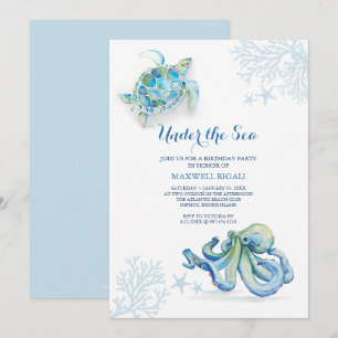 Watercolor Birthday Invitation Under The Sea
