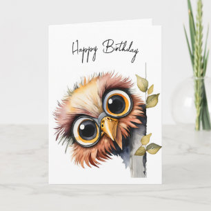 Watercolor Birthday Owl Card