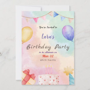 Watercolor Birthday Party Invitation
