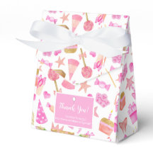 Watercolor Birthday  Pink Pattern Thank You