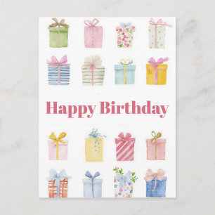 Watercolor Birthday Postcard