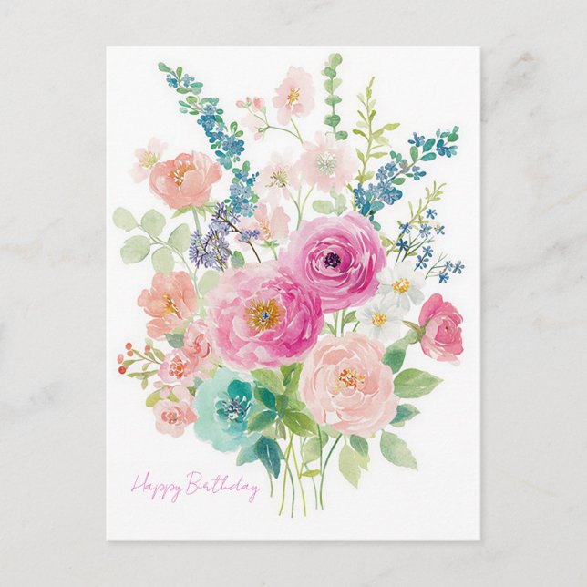 Watercolor Birthday Postcard (Front)
