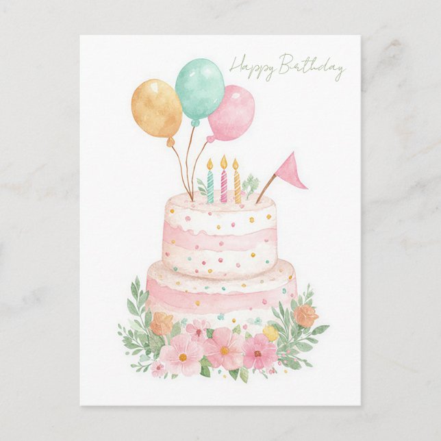 Watercolor Birthday Postcard (Front)