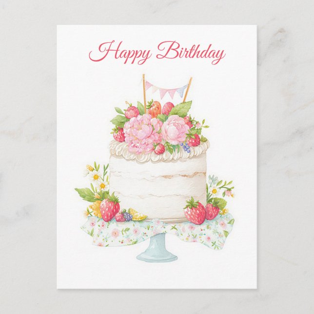 Watercolor Birthday Postcard (Front)