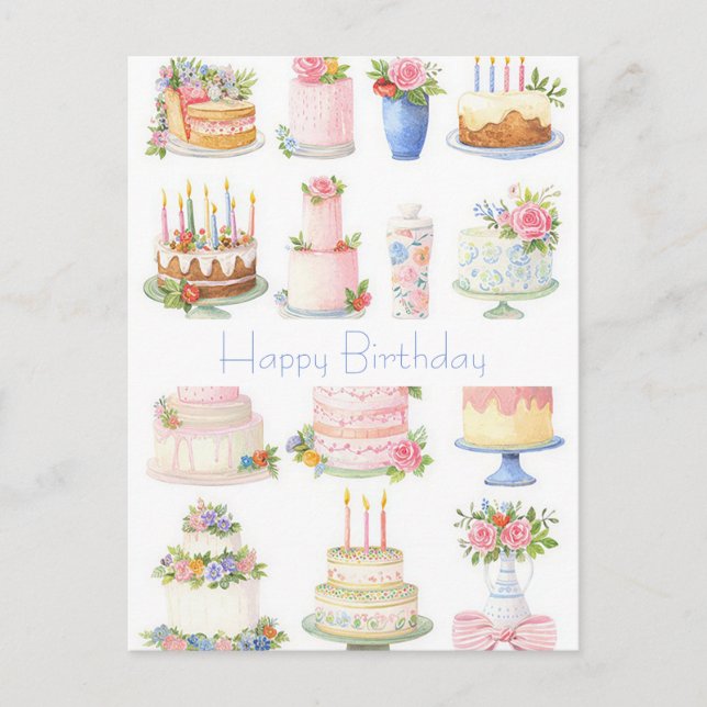 Watercolor Birthday Postcard (Front)