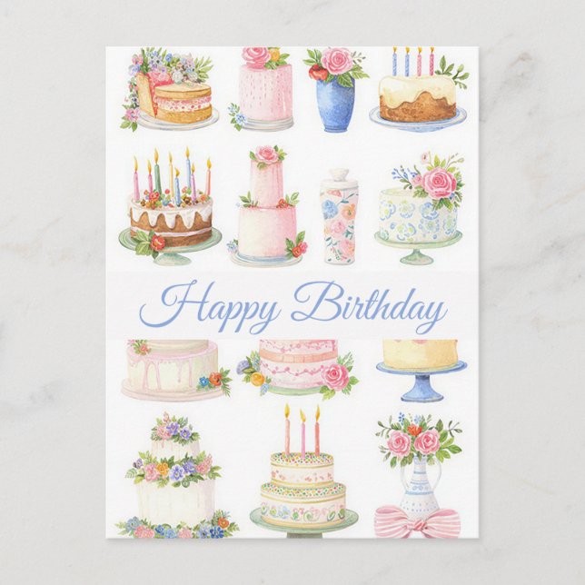 Watercolor Birthday Postcard (Front)