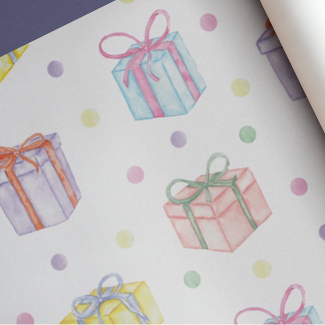 Watercolor Birthday Presents & Confetti Wrapping Paper (Creator Uploaded)