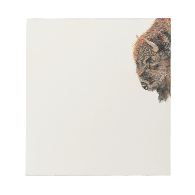 Watercolor Bison Buffalo Animal Nature Art Notepad (Front)