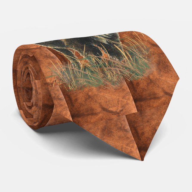 Watercolor Bison Buffalo Animal Nature Tie (Rolled)