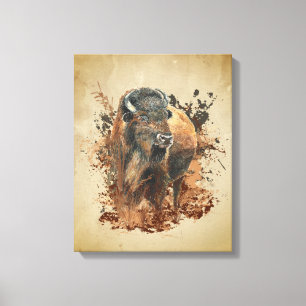 Watercolor Bison Buffalo Animal Wildlife Nature   Canvas Print
