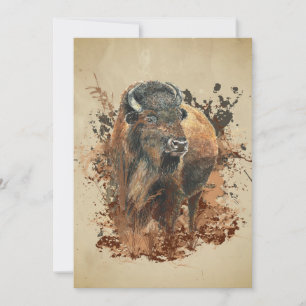 Watercolor Bison Buffalo Animal Wildlife Nature  Card