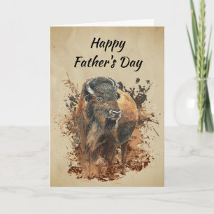 Watercolor Bison Buffalo Animal Wildlife Nature Holiday Card