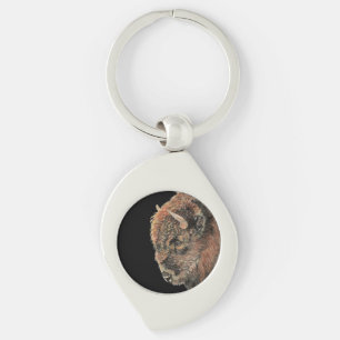 Watercolor Bison Buffalo Wildlife Animal Nature Key Ring
