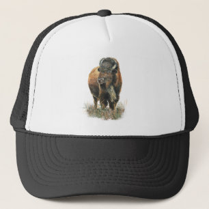 Watercolor Bison Buffalo Wildlife Animal Nature  Trucker Hat