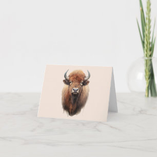 Watercolor Bison Portrait Card