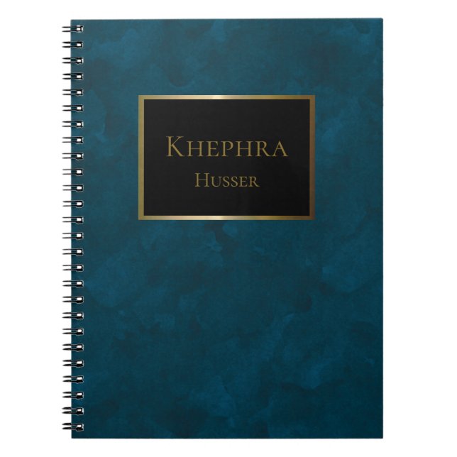 Watercolor Black And Gold Name Notebook (Front)