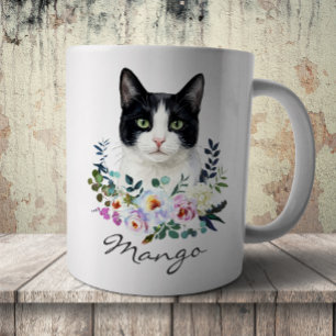 Watercolor Black and White Cat Coffee Mug