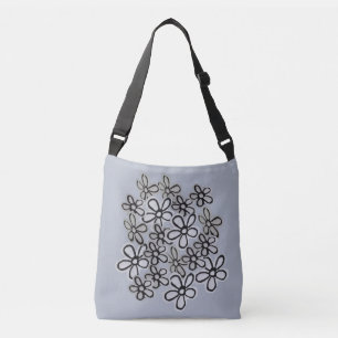 Watercolor Black And White Daisies pattern Crossbody Bag