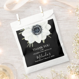 Watercolor Black and White Floral Bridal Shower Favour Bags