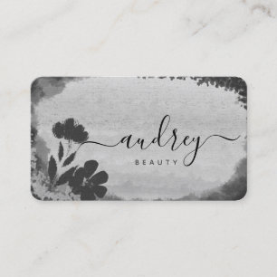 Watercolor Black and White Floral signature  Business Card