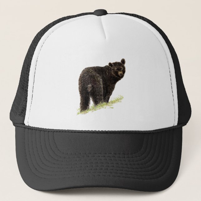 Watercolor Black Bear Animal Art Nature Wildlife   Trucker Hat (Front)