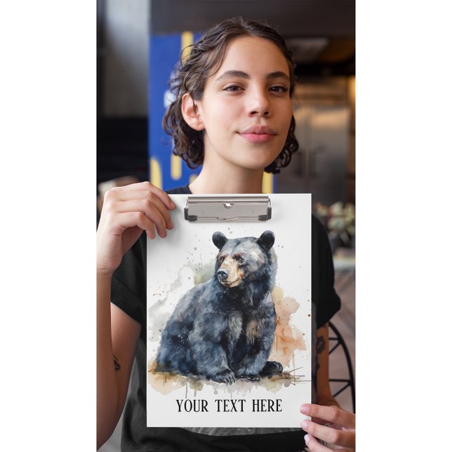 Watercolor Black Bear Woodland Art, custom Clipboard (Creator Uploaded)