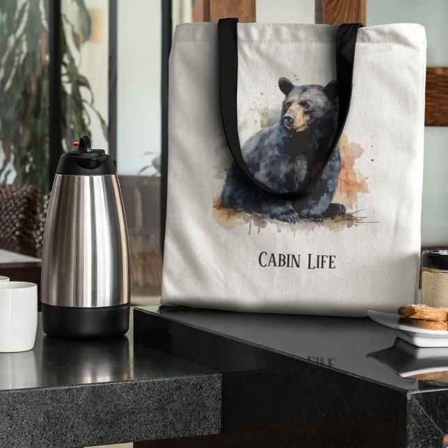 Watercolor Black Bear Woodland Art, custom Tote Bag (Creator Uploaded)