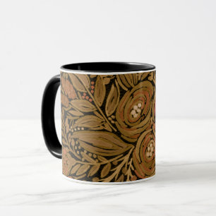 watercolor black brown floral pattern black, mug