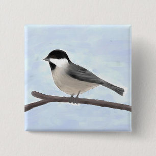 Watercolor Black-capped Chickadee Button