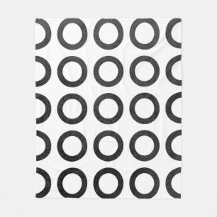 Watercolor black circles on white background. Blac Fleece Blanket