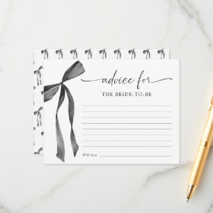 Watercolor Black Coquette Bow Bridal Shower Advice Enclosure Card