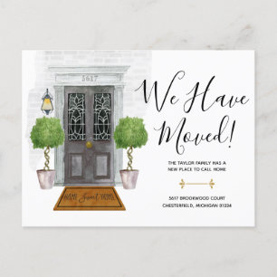 Watercolor Black Door New Address Announcement Postcard