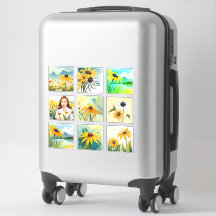 Watercolor Black-eyed Susan flowers Scrapbook