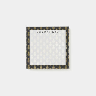 Watercolor Black & Gold Pineapples Post-it Notes