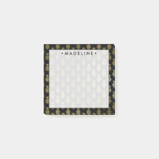 Watercolor Black & Gold Pineapples Post-it Notes