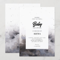 Watercolor Black grey fog baby shower 