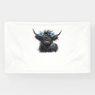 Watercolor Black Highland Cow Classic T-Shirt Banner
