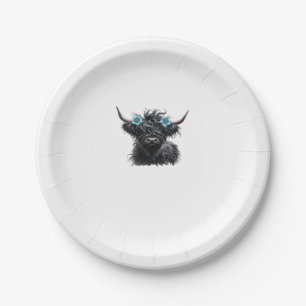 Watercolor Black Highland Cow Classic T-Shirt Paper Plate