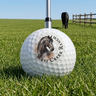 Watercolor Black Horse Equestrian Lover Golf Balls