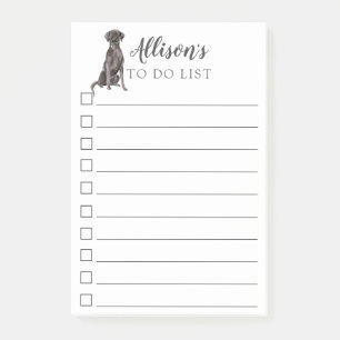 Watercolor Black Lab Dog Personalised To Do List Post-it Notes