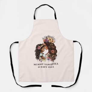 Watercolor Black Mum and Daughter (2) Apron