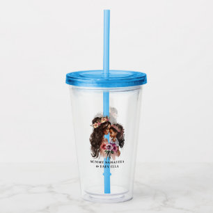Watercolor Black Mum and Daughter (5) Acrylic Tumbler