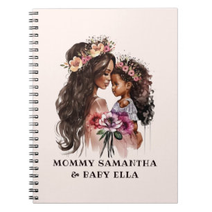 Watercolor Black Mum and Daughter (5) Notebook