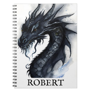 Watercolor Black Nidhogg Dragon with Name Notebook