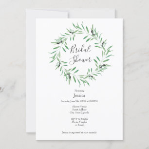 Watercolor Black Olive Wreath Invitation