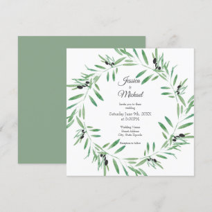 Watercolor Black Olive Wreath Invitation