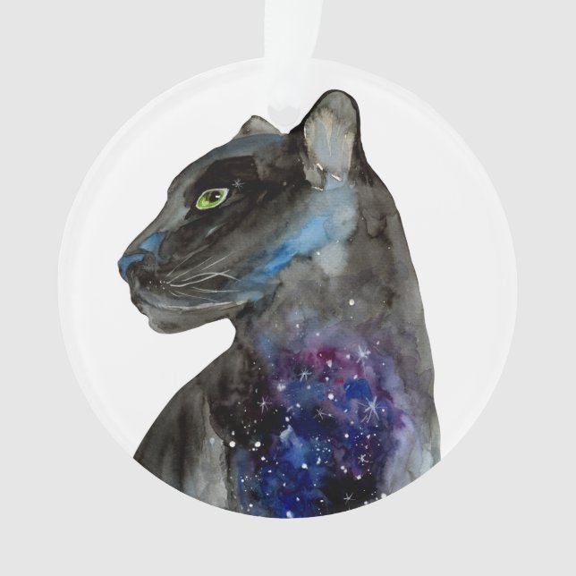 Watercolor Black Panther - Animal Ornament (Front)