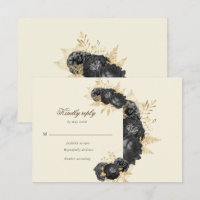 watercolor black roses floral RSVP Response Card