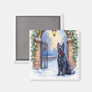Watercolor Black Russian Terrier Iron Christmas Magnet